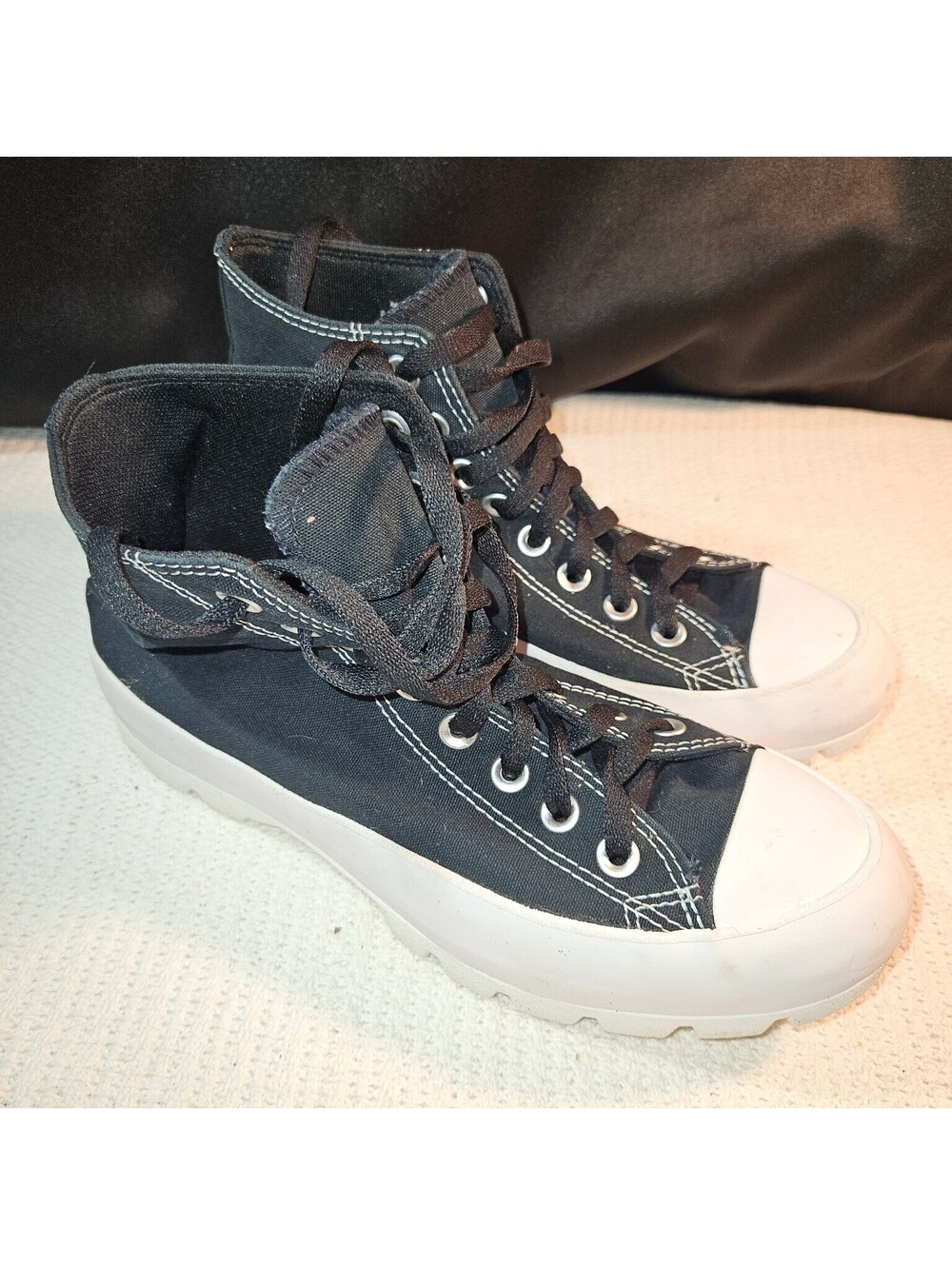 Converse Athletic Shoes Women's Black White US 9 Lugged Platform High Top Canvas